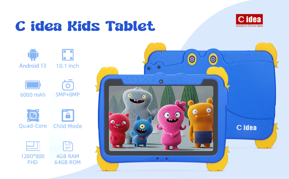 C fikir 10.1 inç Çocuk Tablet PC ile Kasa Göz Koruması ips HD Ekran Ön Kurulum IWAWA P1150